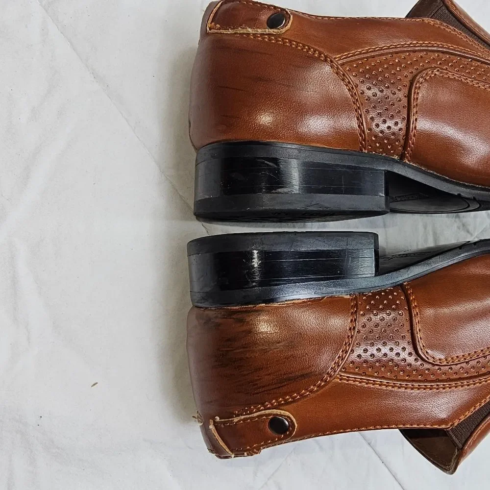 Stacy Adams Brown Leather Oxford Slip On Shoes‎ Boys Size 2
